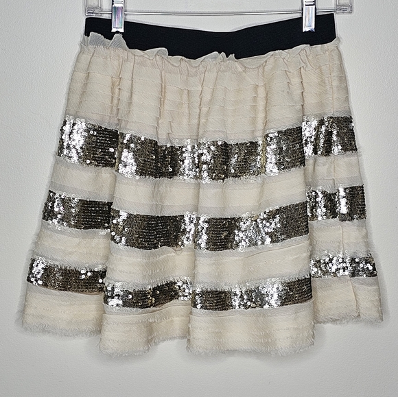 Free People gold sequin striped skater skirt size S - Picture 2 of 5